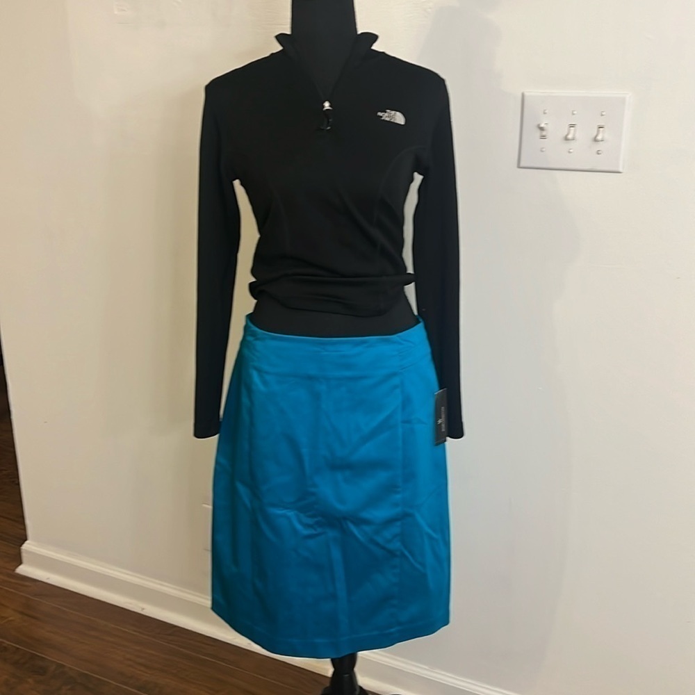 NWT Worthington Women's Gorgeous Teal Cotton, Nylon, Spandex Midi Skirt, Sz. 12.